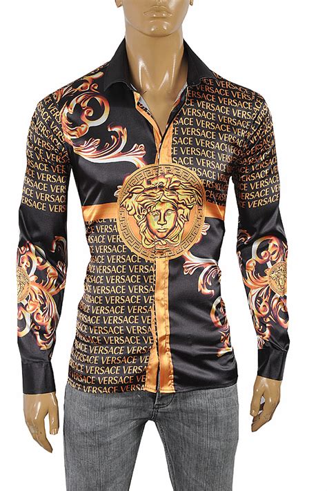 mens versace shirt cheap|versace collection men shirt black.